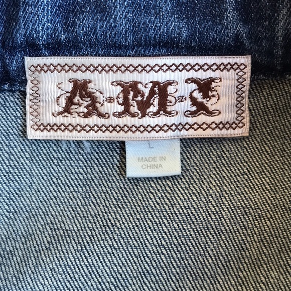 AMI denim blue jean jacket with ruffle detailing, L - Picture 9 of 11